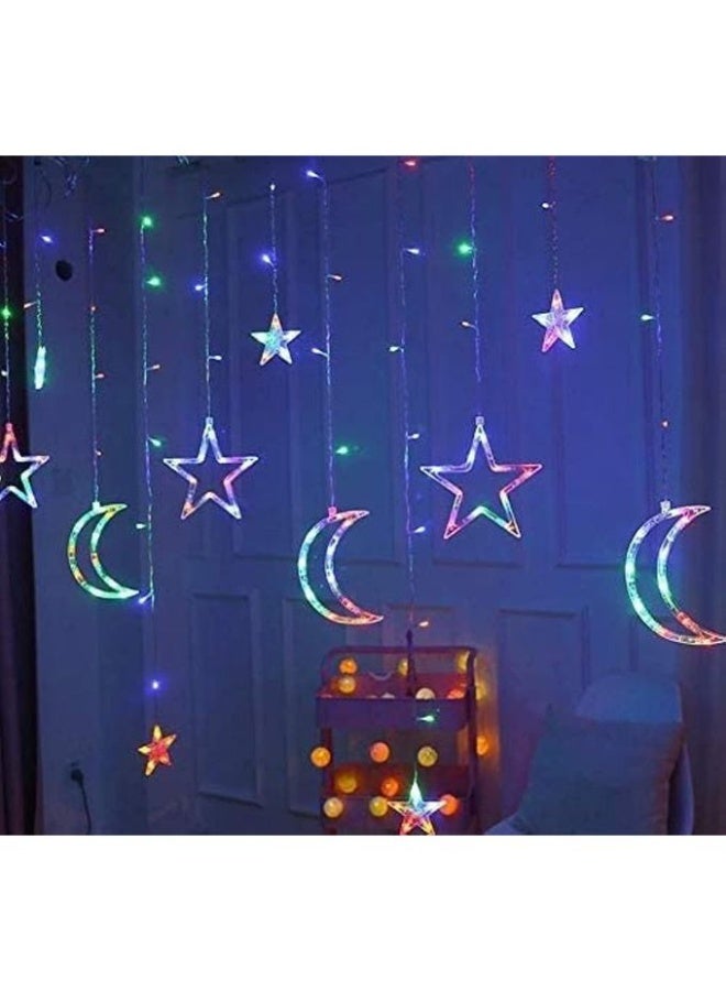 غير جو بيتك مع ستارة إضاءة LED بتصميم الهلال والنجمة – إضاءة جلاكسي متعددة الألوان لزينة رمضان وأجواء احتفالية مبهجة للمنزل والديكور - Image 2